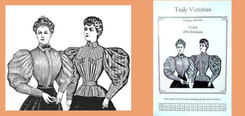 Truly Victorian TV401 Sewing pattern for 1870 blouse shirtwaist 